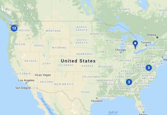 Asian hornet map
